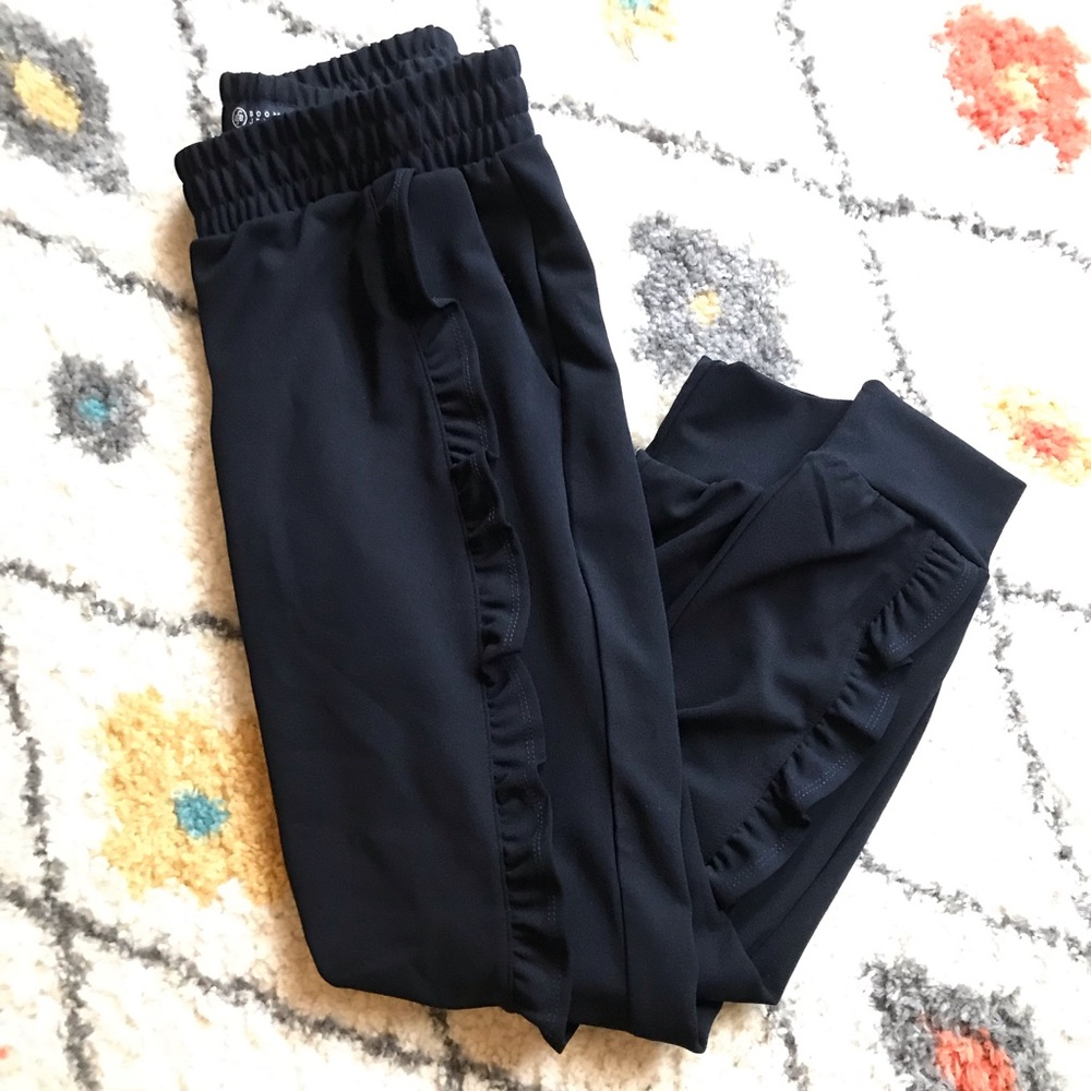 Navy Blue Ruffled Joggers